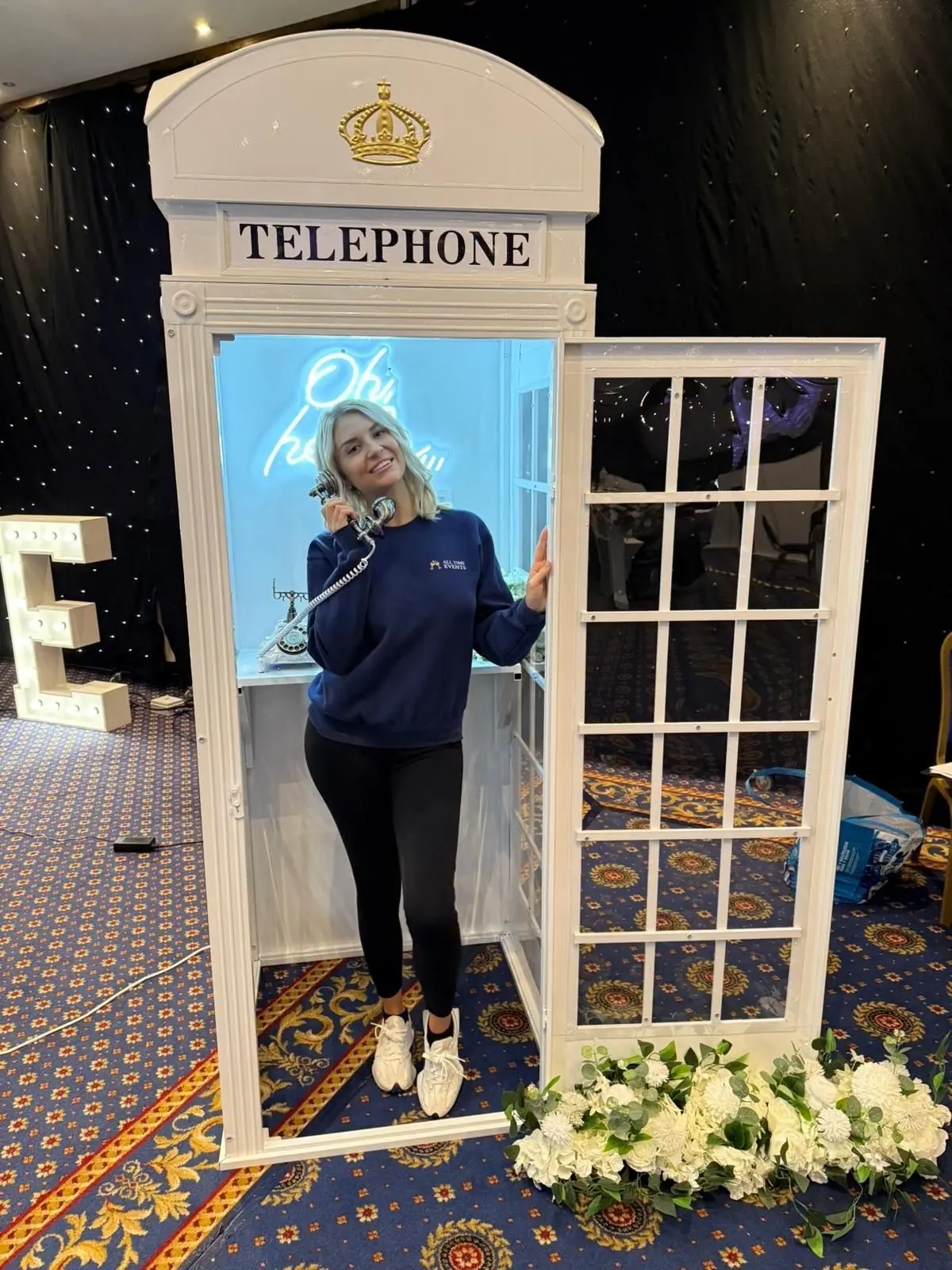 Our telephone box guestbook set up at a venue